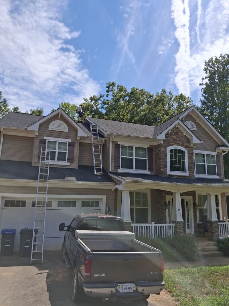 Side-by-side of a roof ridge before and after an exclusion guard is fitted